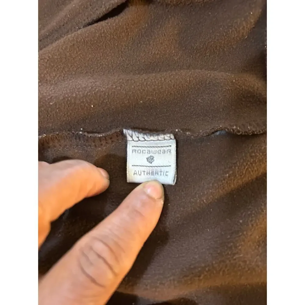 Brown Satin Rocawear Full‎ Zip Sweater Jacket | Y2K Streetwear - (Men's XL)